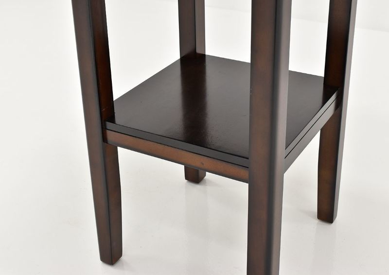 Slightly Angled View of the Under-the-Table Shelf of the Tahoe 5-Piece Counter Height Dining Table Set in Dark Brown by Crown Mark | Home Furniture Plus Bedding