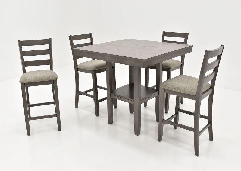Angled View of the Tahoe 5-Piece Counter Height Dining Table Set in Cool Gray by Crown Mark | Home Furniture Plus Bedding