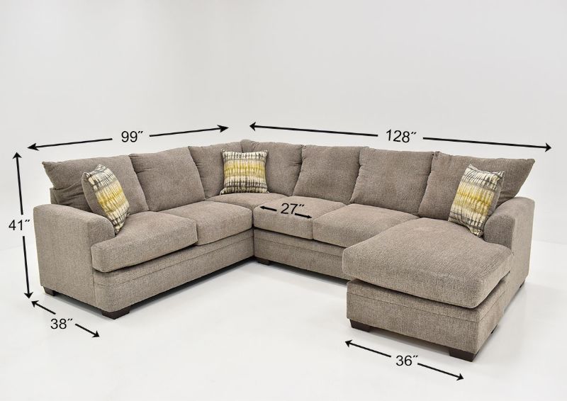 Dimension Details of the Perth Sectional Sofa in Pewter by Peak Living Furniture | Home Furniture Plus Mattress