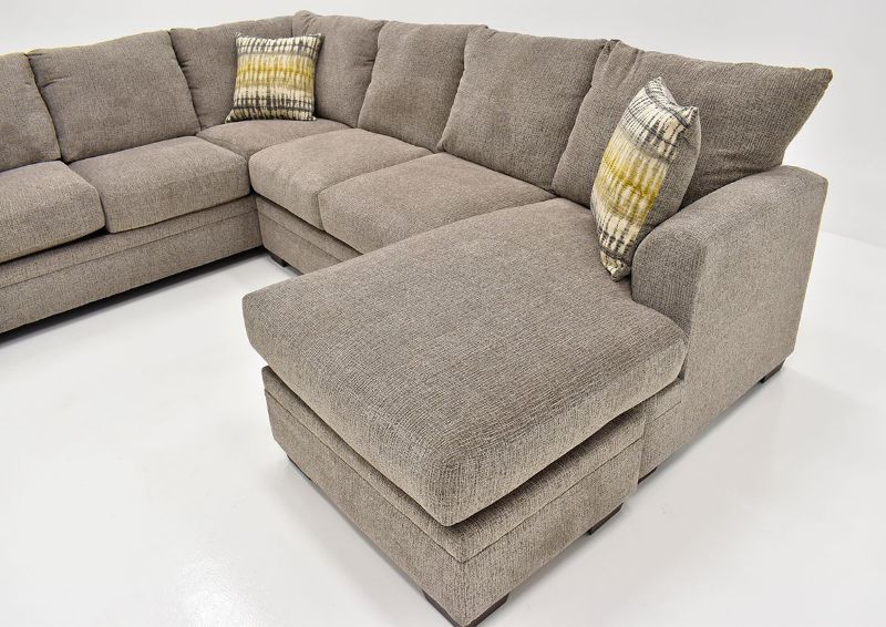 Slightly Angled View of the Chaise on the Perth Sectional Sofa in Pewter by Peak Living Furniture | Home Furniture Plus Mattress