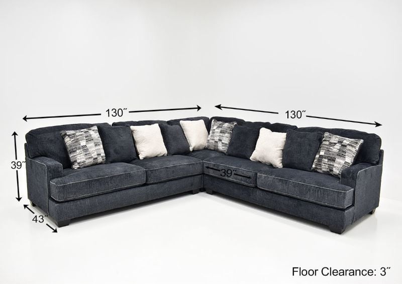 Dimension Details of the Lavernett Sectional Sofa in Charcoal Gray by Ashley Furniture | Home Furniture Plus Bedding