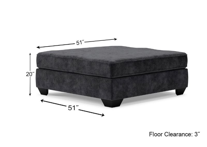 Dimension Details of the Lavernett Ottoman in Charcoal Gray by Ashley Furniture | Home Furniture Plus Bedding