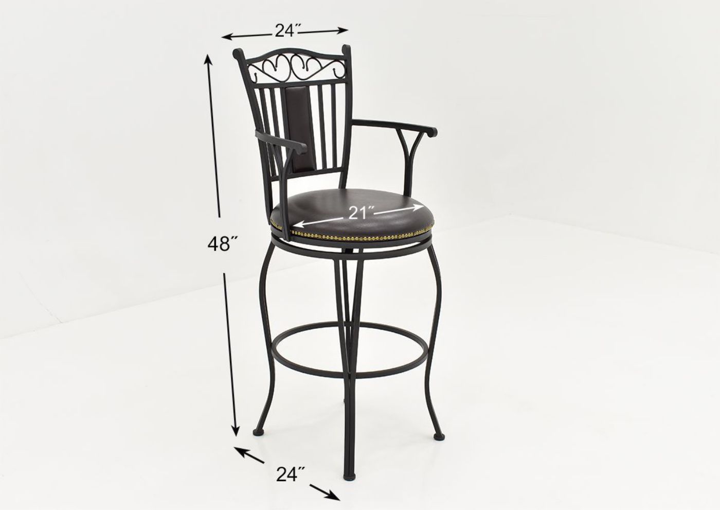 Dimension Details on the Garcia 30 Inch Barstool - Dark Brown | Home Furniture Plus Bedding
