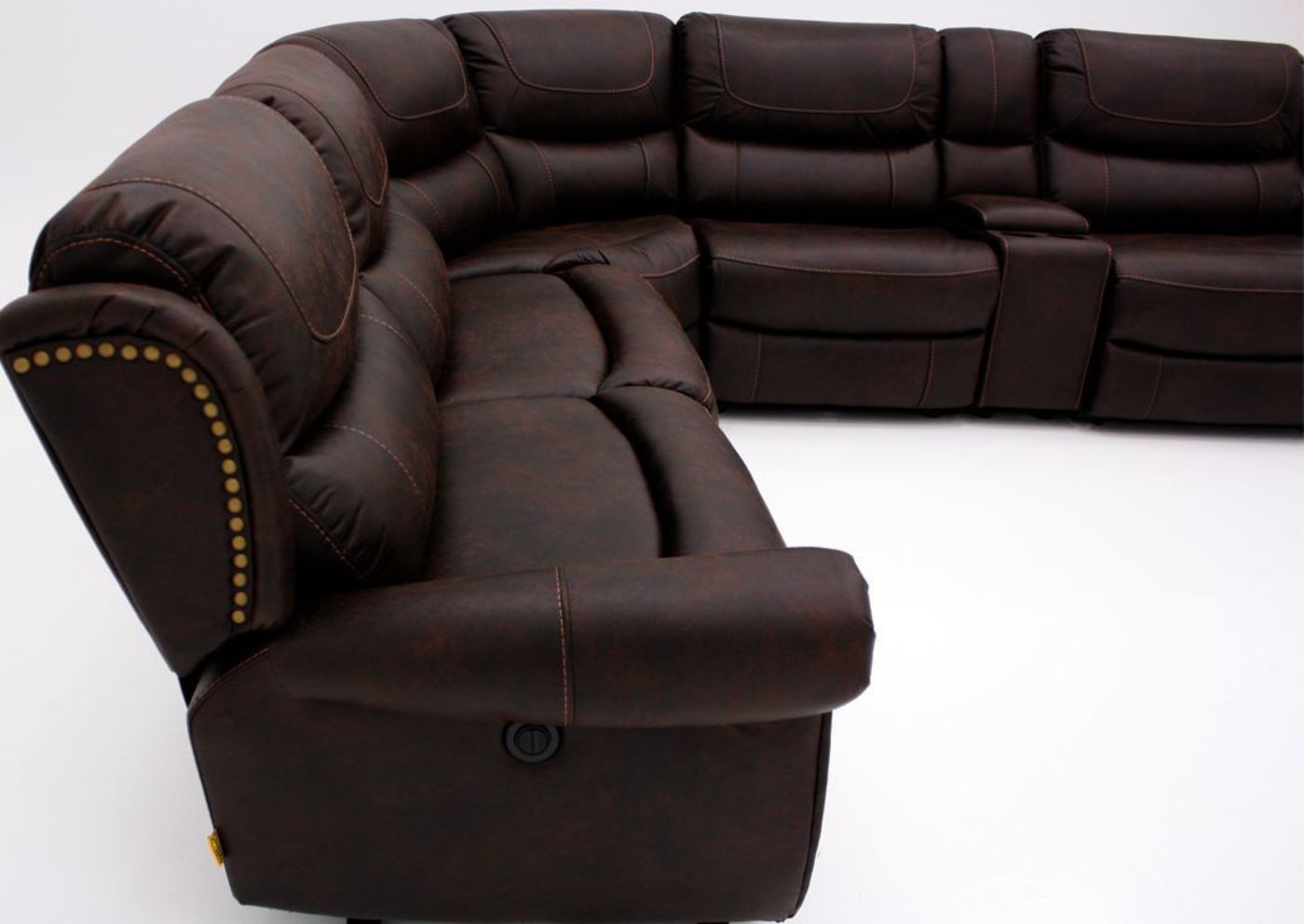 Brown Austin POWER ACTIVATED Sectional Sofa by Manwah Showing the Left Side View | Home Furniture Plus Bedding