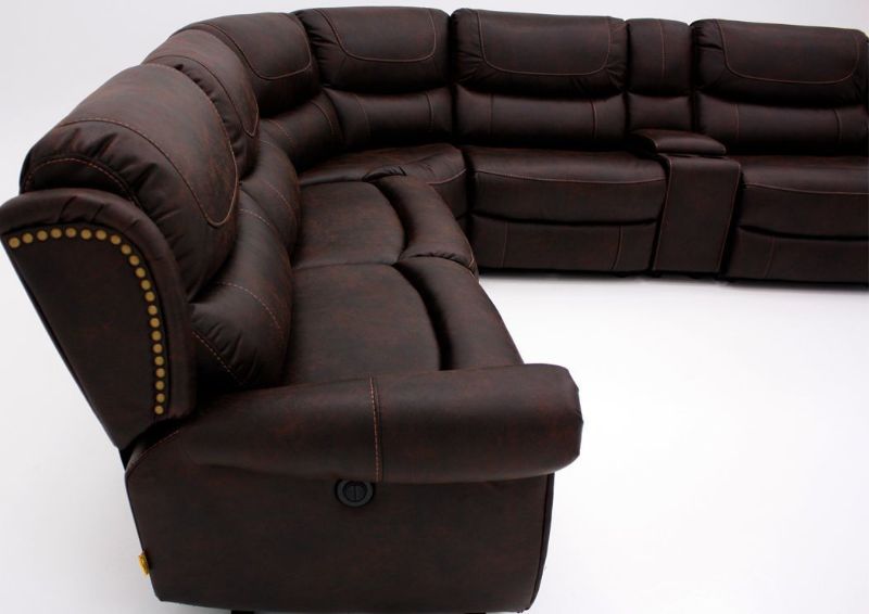 Brown Austin POWER ACTIVATED Sectional Sofa by Manwah Showing the Left Side View | Home Furniture Plus Bedding