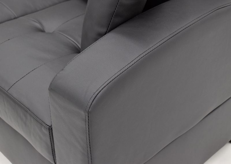 Close Up View of the Track Arm on the Ryder Storage Sectional in Black by Global Trading Unlimited | Home Furniture Plus Bedding