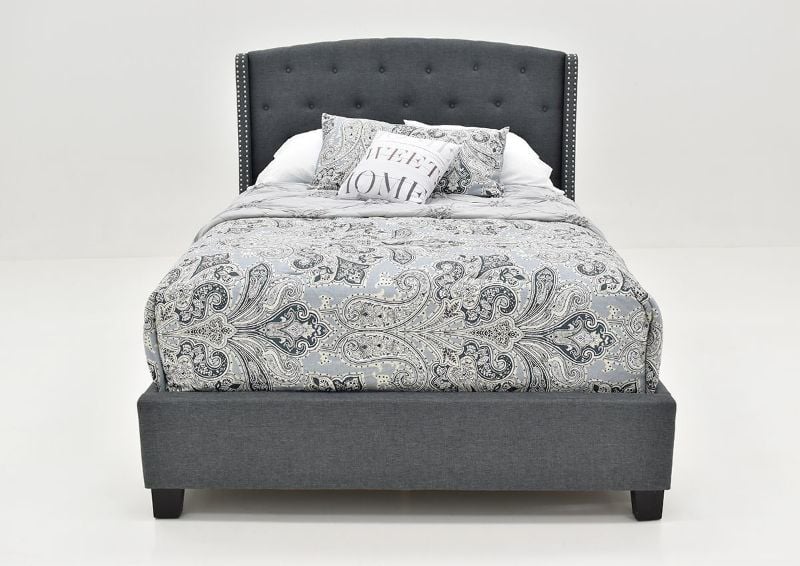 View from the Foot of the Eva Queen Size Upholstered Bed in Gray by Crown Mark, Intl. | Home Furniture Plus Mattress