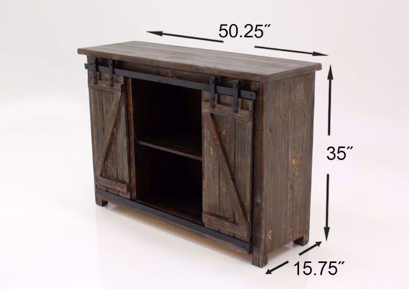 Dimension Details on the Diego 50” TV Stand in Barnwood Brown by Vintage Furniture | Home Furniture Plus Bedding