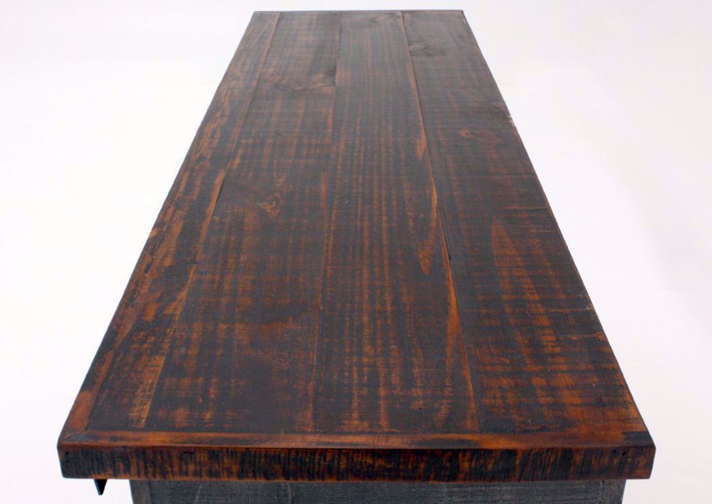 Angled View of the Top Finish Details on the Diego 50” TV Stand in Barnwood Brown by Vintage Furniture | Home Furniture Plus Bedding