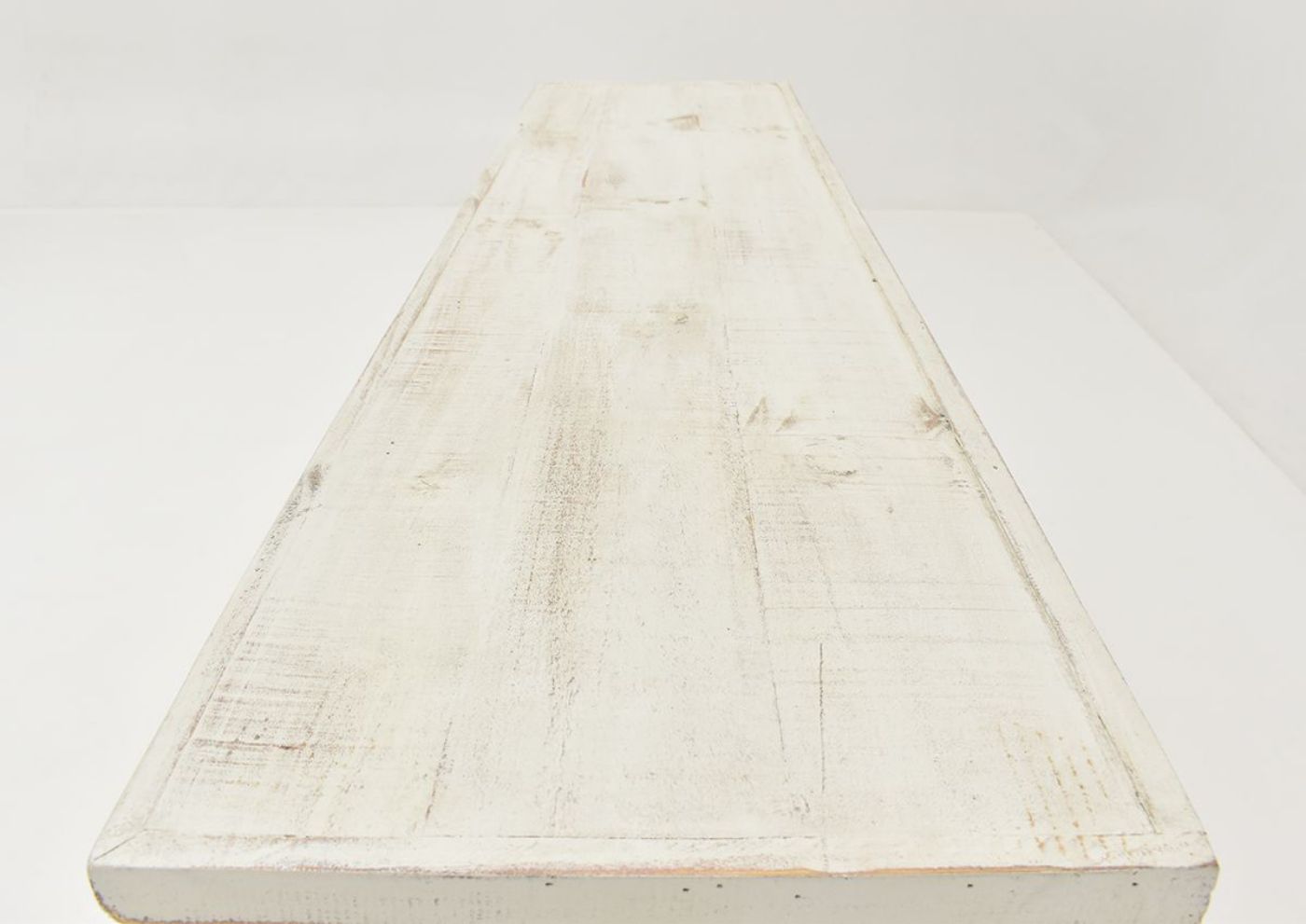 Angled View of the Top Finish Details on the Diego 60” TV Stand in Rustic White by Vintage Furniture | Home Furniture Plus Bedding