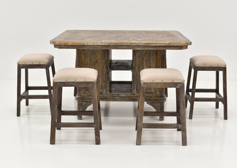 Wide Angled View of the Brooks 7-Piece Counter Height Dining Set in Barnwood by Vintage Furniture, LLC. | Home Furniture Plus Bedding