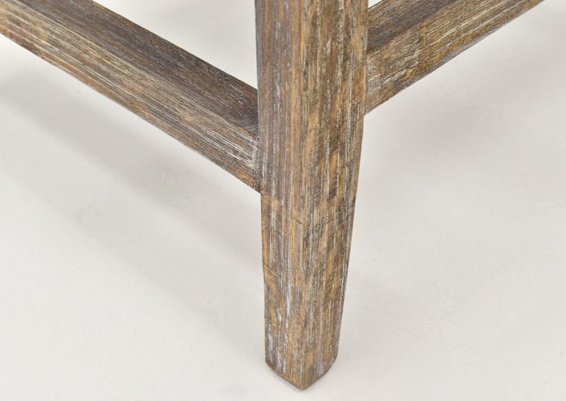 Closeup View of the Wood Legs on the Brooks Chairback Barstool in Barnwood by Vintage Furniture, LLC. | Home Furniture Plus Bedding