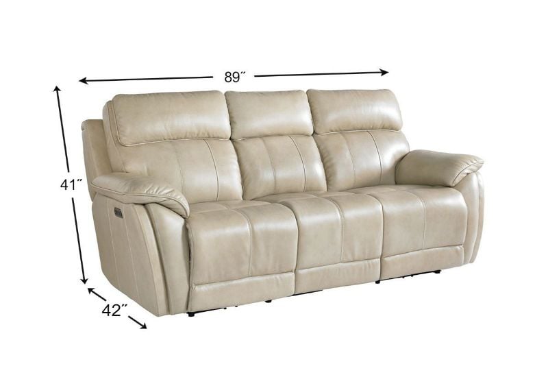 Dimension Details on the Levitate POWER Reclining Sofa in Diamond Beige by Bassett | Home Furniture Plus Bedding