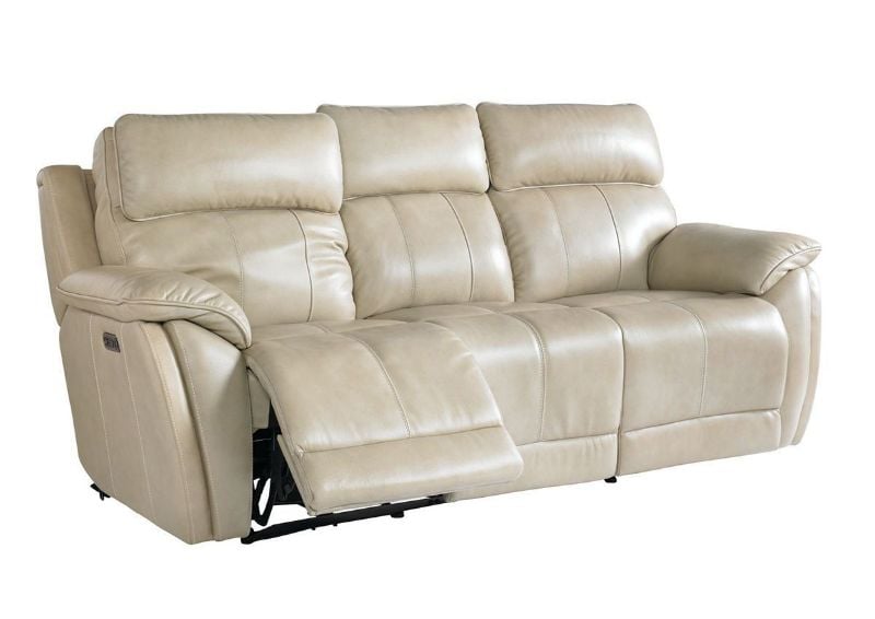 Slightly Angled View of the Levitate POWER Reclining Sofa in Diamond Beige by Bassett | Home Furniture Plus Bedding