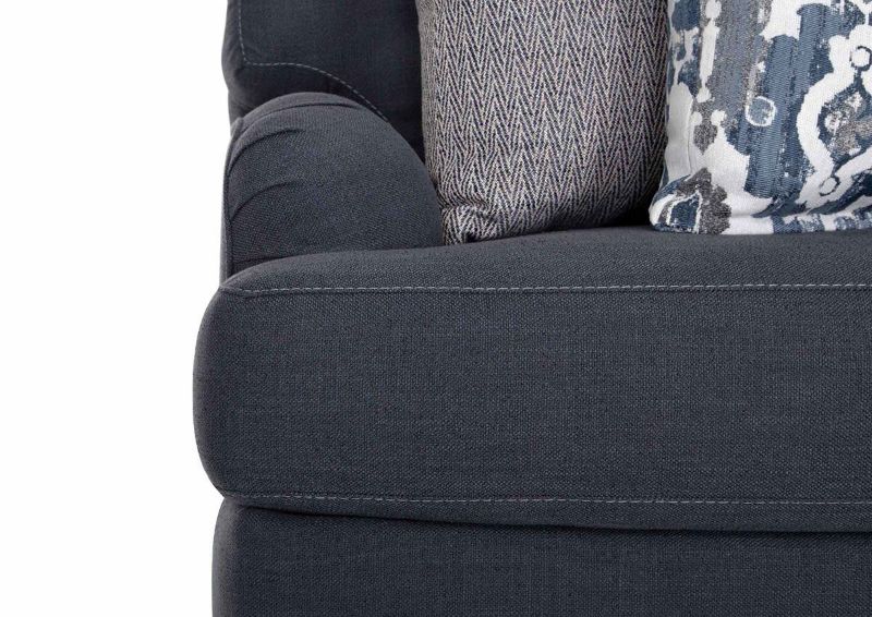 Close Up View of the Front Arm Rest and Seat Cushion of the Landry Sofa in Blue Indigo by Franklin Corporation | Home Furniture Plus Bedding