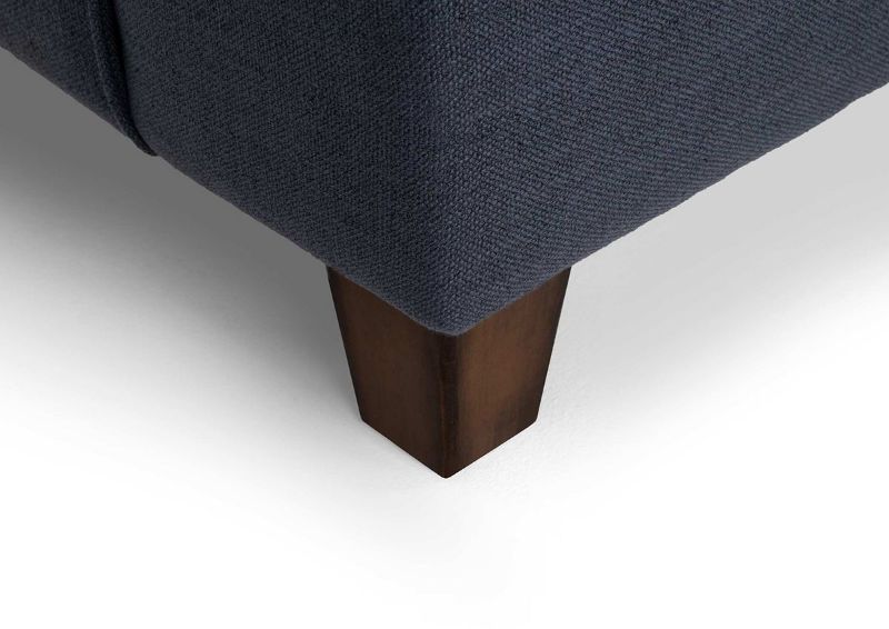 Close Up View of the Wooden Leg on the Landry Sofa in Blue Indigo by Franklin Corporation | Home Furniture Plus Bedding