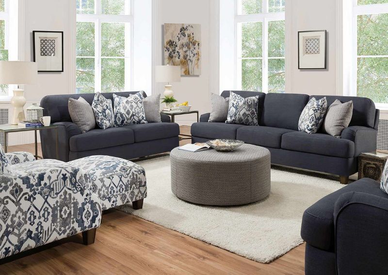 Room View of the Landry Sofa Set in Blue Indigo by Franklin Corporation | Home Furniture Plus Bedding