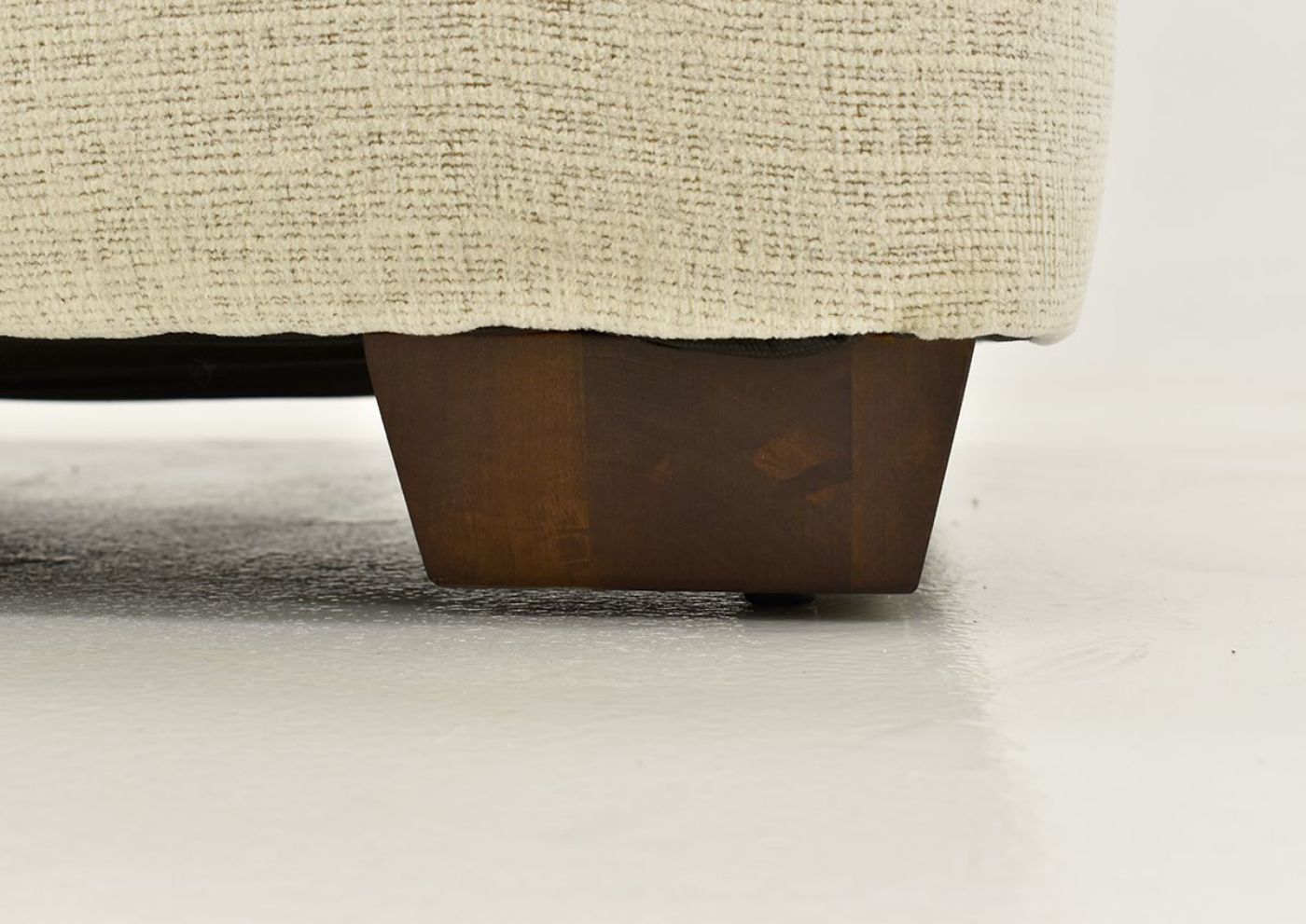 Off White Chadwick Loveseat by Klaussner Showing the Block Style Foot Detail, Made in the USA | Home Furniture Plus Bedding
