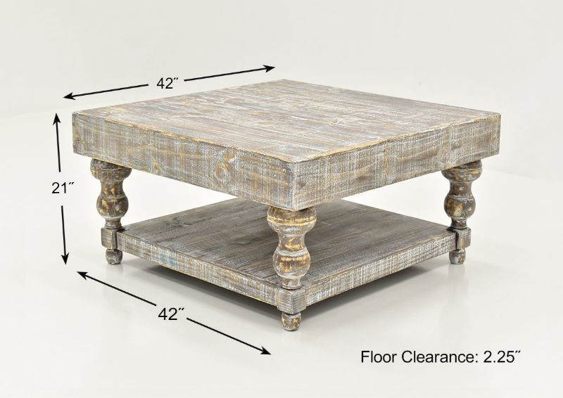 Dimension Details of the Calais Coffee Table by Vintage Furniture | Home Furniture Plus Bedding