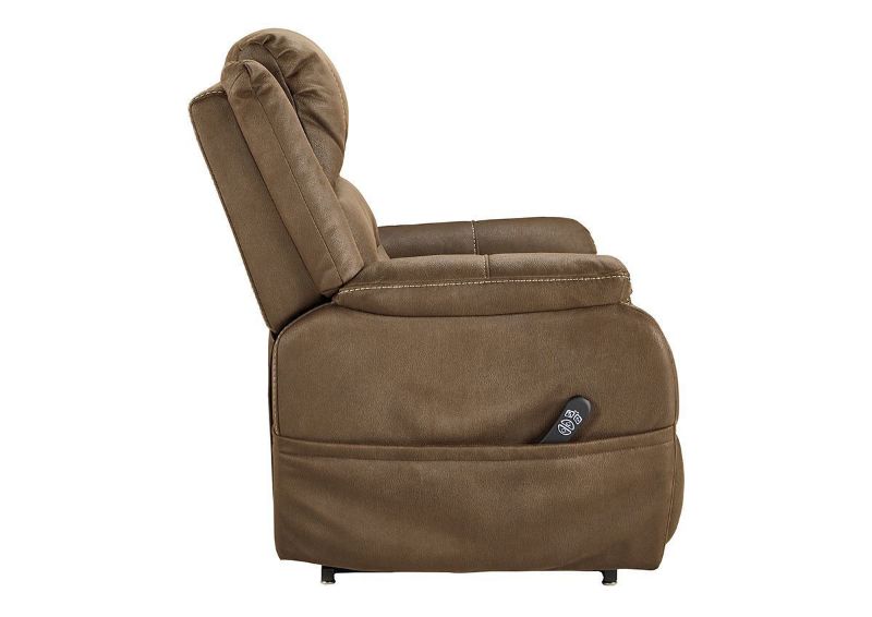 Side View of the Whitehill POWER Lift Recliner in Chocolate Brown by Ashley Furniture | Home Furniture Plus Bedding