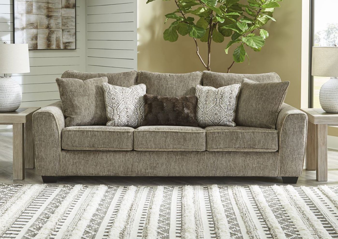 Chocolate Brown Olin Sofa by Ashley Furniture Showing the Room View | Home Furniture Plus Bedding