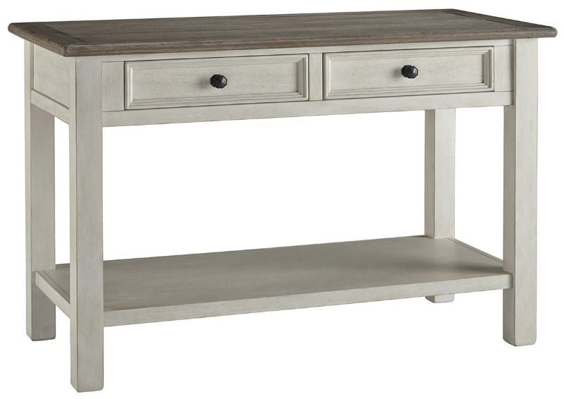 Slightly Angled View of the Bolanburg Sofa Table in White by Ashley Furniture | Home Furniture Plus Bedding