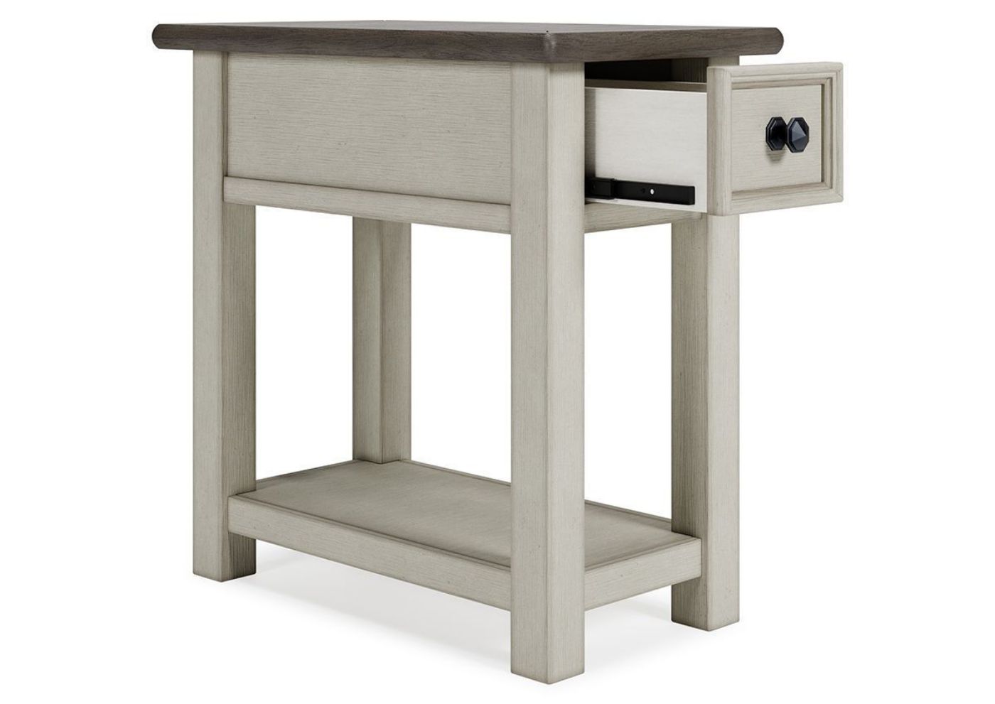 Angled Side View of the Bolanburg Chairside End Table by Ashley Furniture with Drawer Opened | Home Furniture Plus Bedding