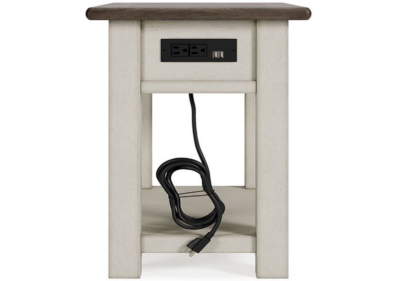 Back View of the Bolanburg Chairside End Table by Ashley Furniture with  USB Ports and Electrical Outlets | Home Furniture Plus Bedding