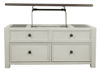 Front Facing View of the Bolanburg Lift-Top Coffee Table by Ashley Furniture with Tabletop Raised | Home Furniture Plus Bedding