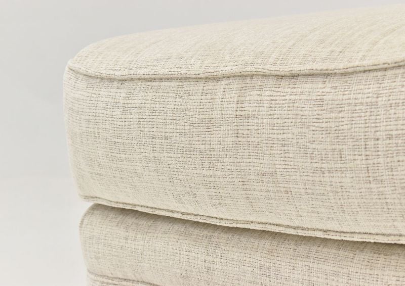 Off White Chadwick Ottoman by Klaussner Showing the Top Cushion Detail, Made in the USA | Home Furniture Plus Bedding