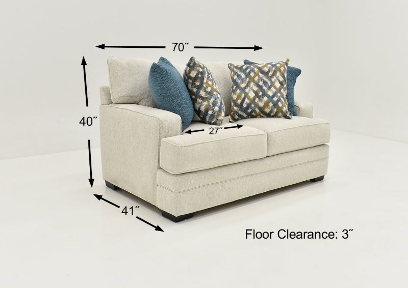 Dimension Details of the Rowan Loveseat in Off White by Franklin Furniture | Home Furniture Plus Bedding