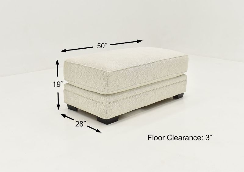 Dimension Details of the Rowan Ottoman in Off White by Franklin Furniture | Home Furniture Plus Bedding
