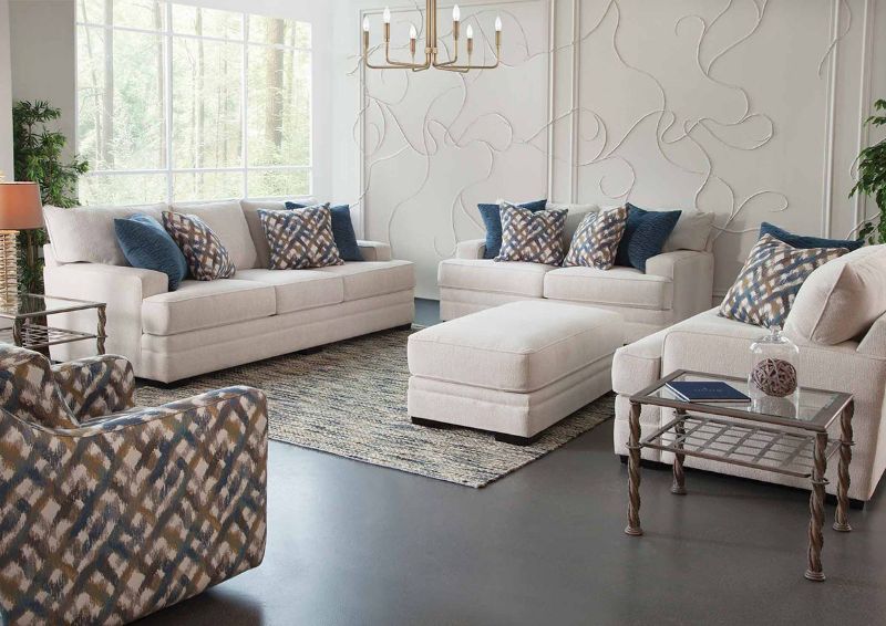 Styled Room View of  the Rowan Sofa Set in Off White by Franklin Furniture | Home Furniture Plus Bedding