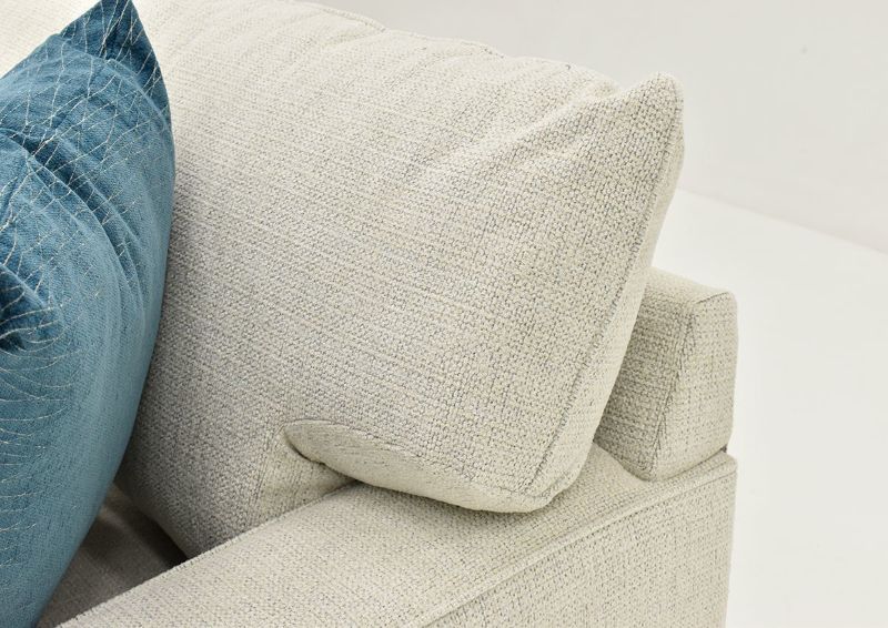 Closeup Angled View of the Rowan Sofa Set in Off White by Franklin Furniture Showing Back Cushion and Pillow | Home Furniture Plus Bedding