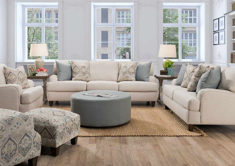 Styled Room View of the Kaia Sofa Set in Off White by Franklin Furniture | Home Furniture Plus Bedding
