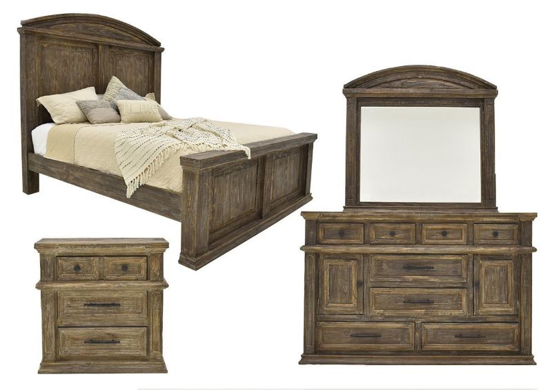 Barnwood Brown Vienna Queen Size Bedroom by Vintage Furniture Showing the Group | Home Furniture Plus Bedding