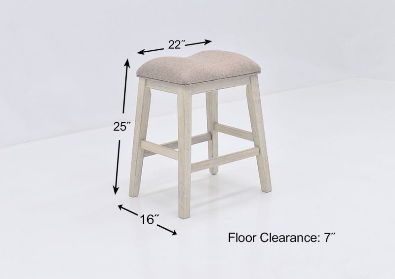 Grayish White Skempton 3 Piece Counter Height Barstool by Ashley Furniture Showing the Dimension Details | Home Furniture Plus Bedding