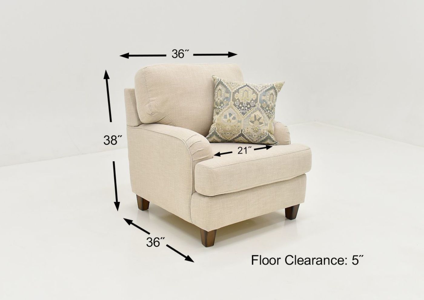 Dimension Details of the Kaia Chair in Off White by Franklin Furniture | Home Furniture Plus Bedding
