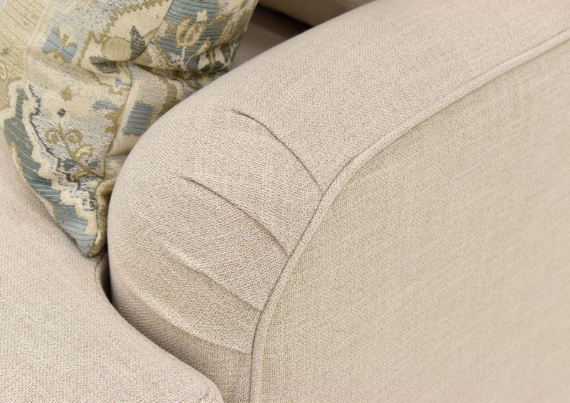 Closeup View of the Kaia Sofa Set in Off White by Franklin Furniture Showing Arm and Pillow Details | Home Furniture Plus Bedding