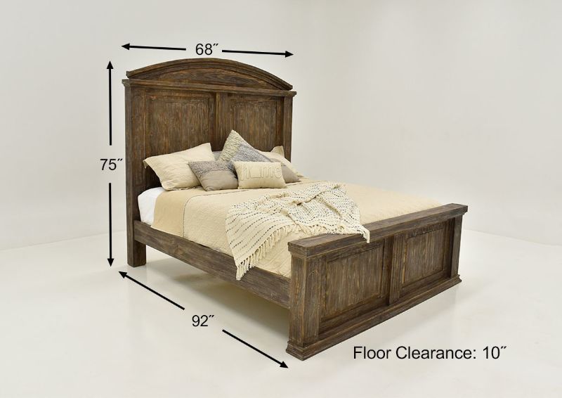Barnwood Brown Vienna Queen Size Bed by Vintage Furniture Showing Dimensions | Home Furniture Plus Bedding
