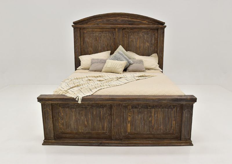 Barnwood Brown Vienna Queen Size Bed by Vintage Furniture Showing the Front View | Home Furniture Plus Bedding