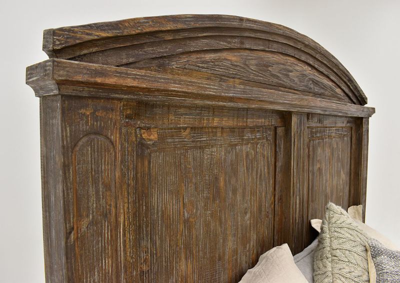 Barnwood Brown Vienna Queen Size Bed by Vintage Furniture Showing the Headboard | Home Furniture Plus Bedding