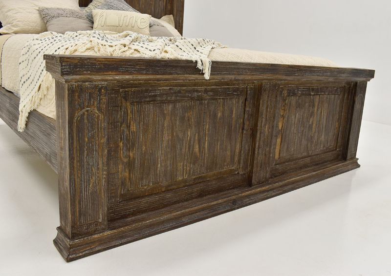 Barnwood Brown Vienna Queen Size Bed by Vintage Furniture Showing the Footboard | Home Furniture Plus Bedding