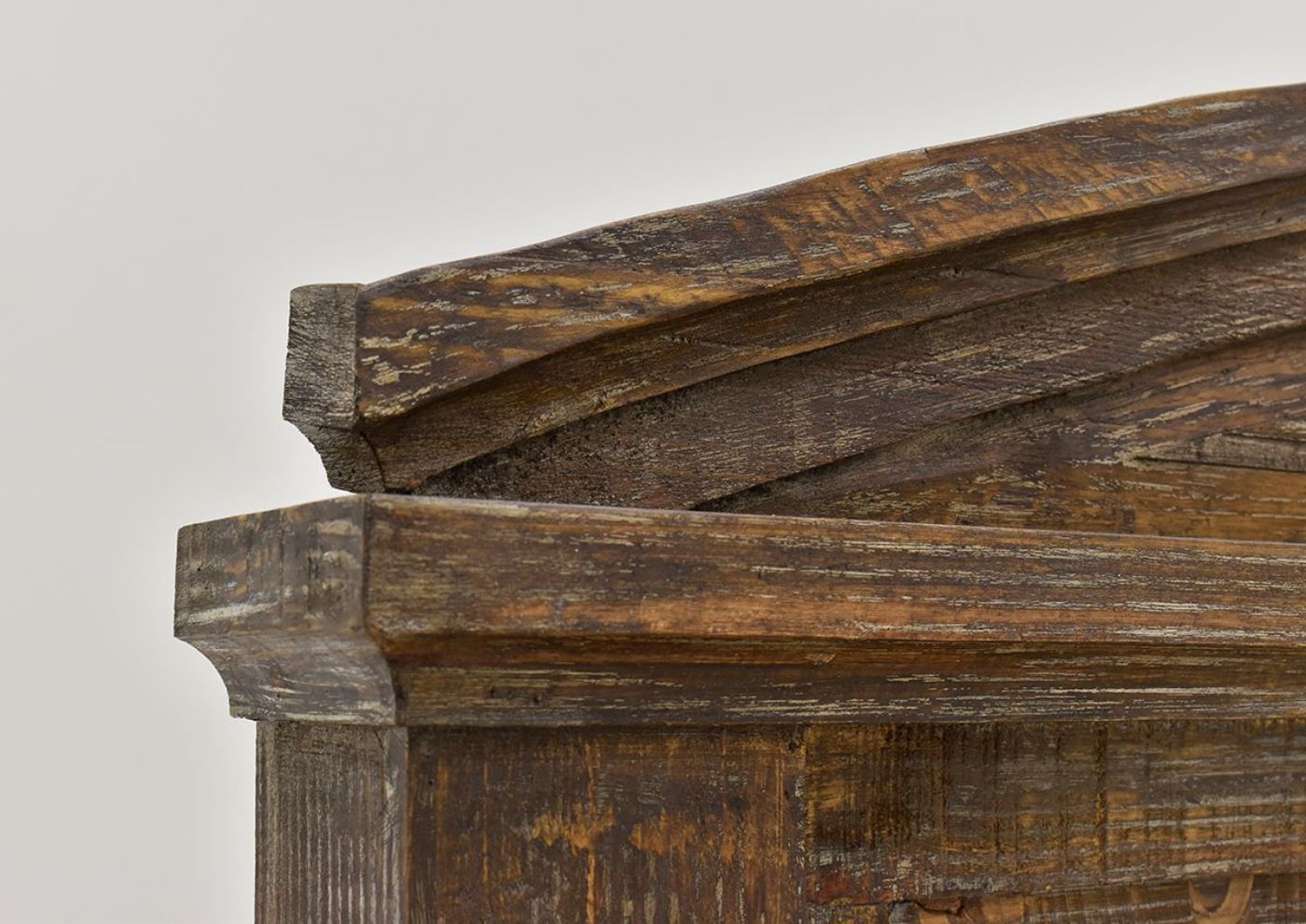 Barnwood Brown Vienna Queen Size Bed by Vintage Furniture Showing the Headboard Detail | Home Furniture Plus Bedding