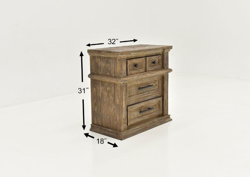Barnwood Brown Vienna Nightstand by Vintage Furniture Showing Dimensions | Home Furniture Plus Bedding
