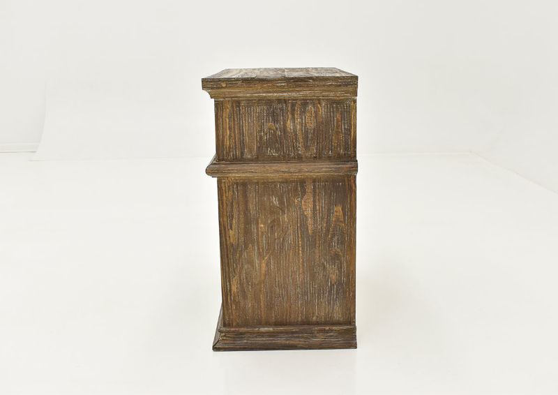Barnwood Brown Vienna Nightstand by Vintage Furniture Showing the Side View | Home Furniture Plus Bedding