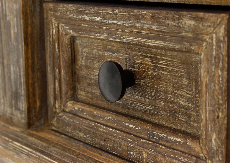 Barnwood Brown Vienna Nightstand by Vintage Furniture Showing Close Up of Drawer Knobs | Home Furniture Plus Bedding