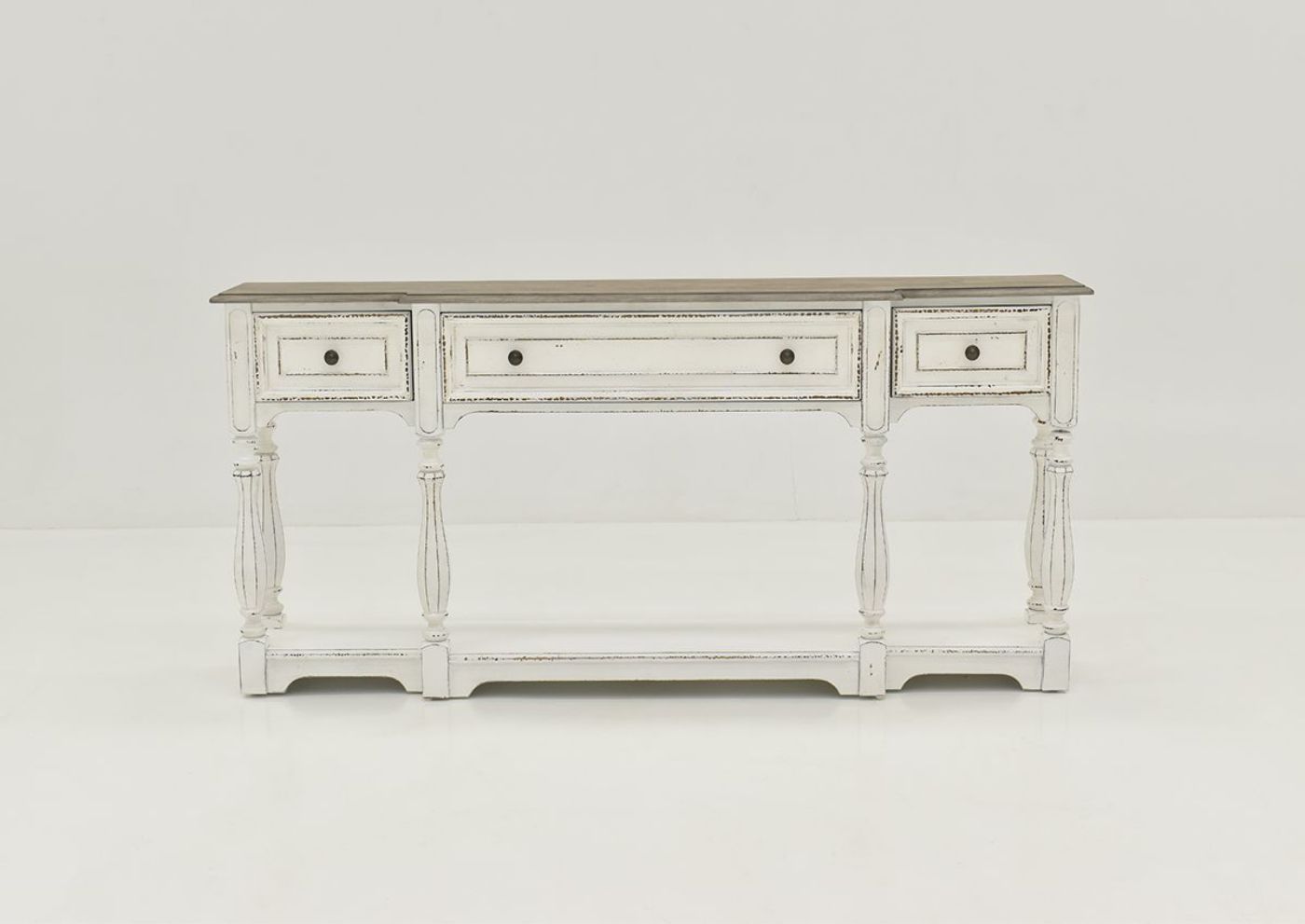 White Magnolia Manor 72 Inch Console Table by Liberty Furniture Industries Showing the Front View | Home Furniture Plus Bedding