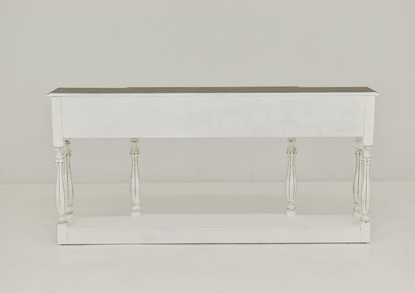 White Magnolia Manor 72 Inch Console Table by Liberty Furniture Industries Showing the Back View | Home Furniture Plus Bedding