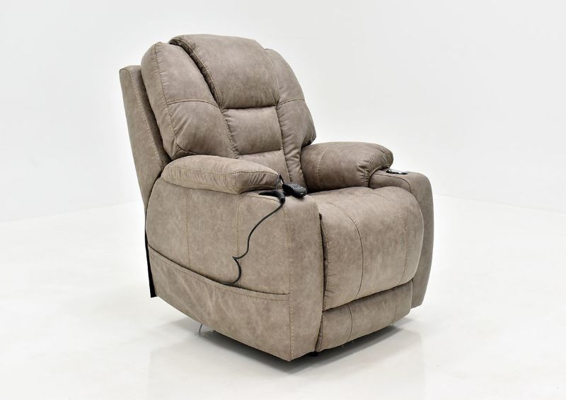 Light Brown Discovery POWER Recliner by HomeStretch, Showing the Angle View, Made in the USA | Home Furniture Plus Bedding